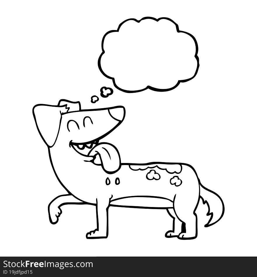 thought bubble cartoon panting dog