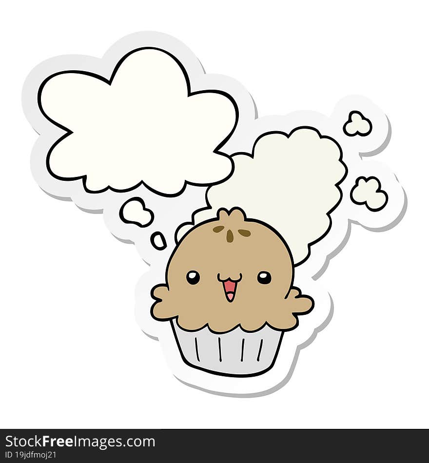 Cute Cartoon Pie And Thought Bubble As A Printed Sticker