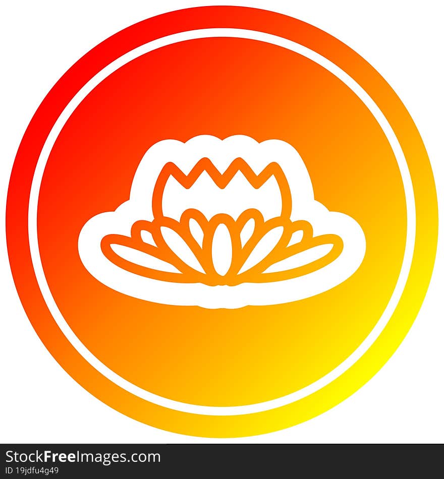 lotus flower circular icon with warm gradient finish. lotus flower circular icon with warm gradient finish