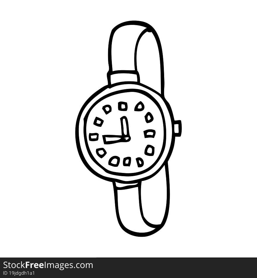 line drawing cartoon wrist watch