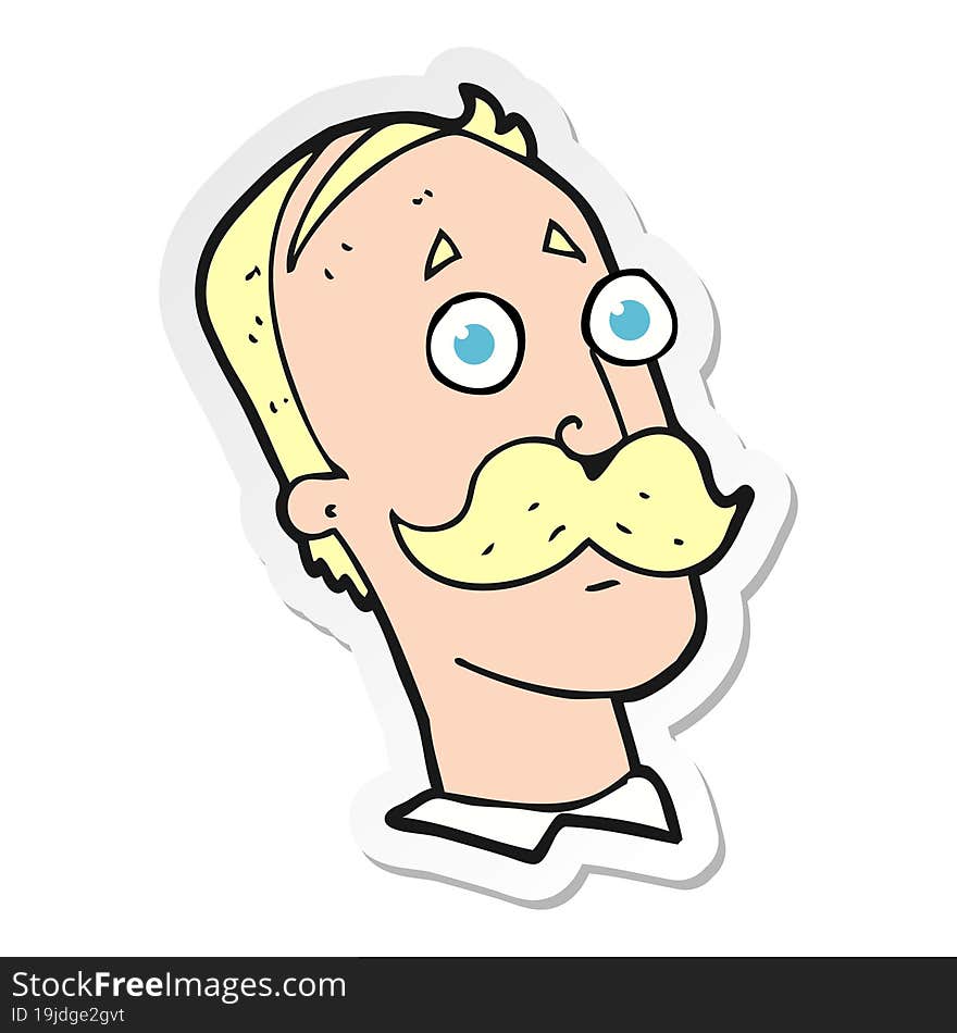 Sticker Of A Cartoon Man With Mustache