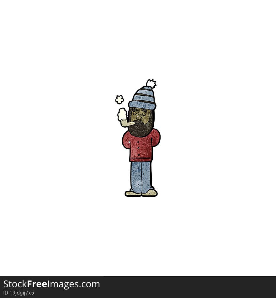 cartoon man smoking pipe