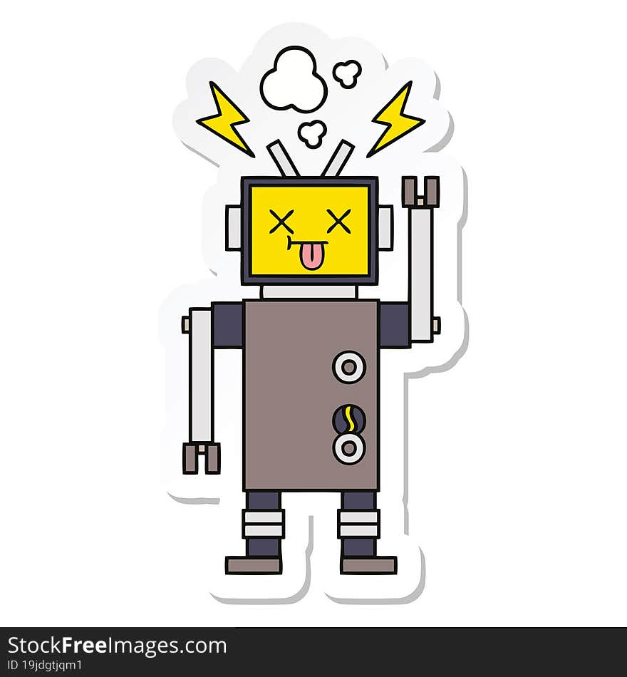 sticker of a cute cartoon robot