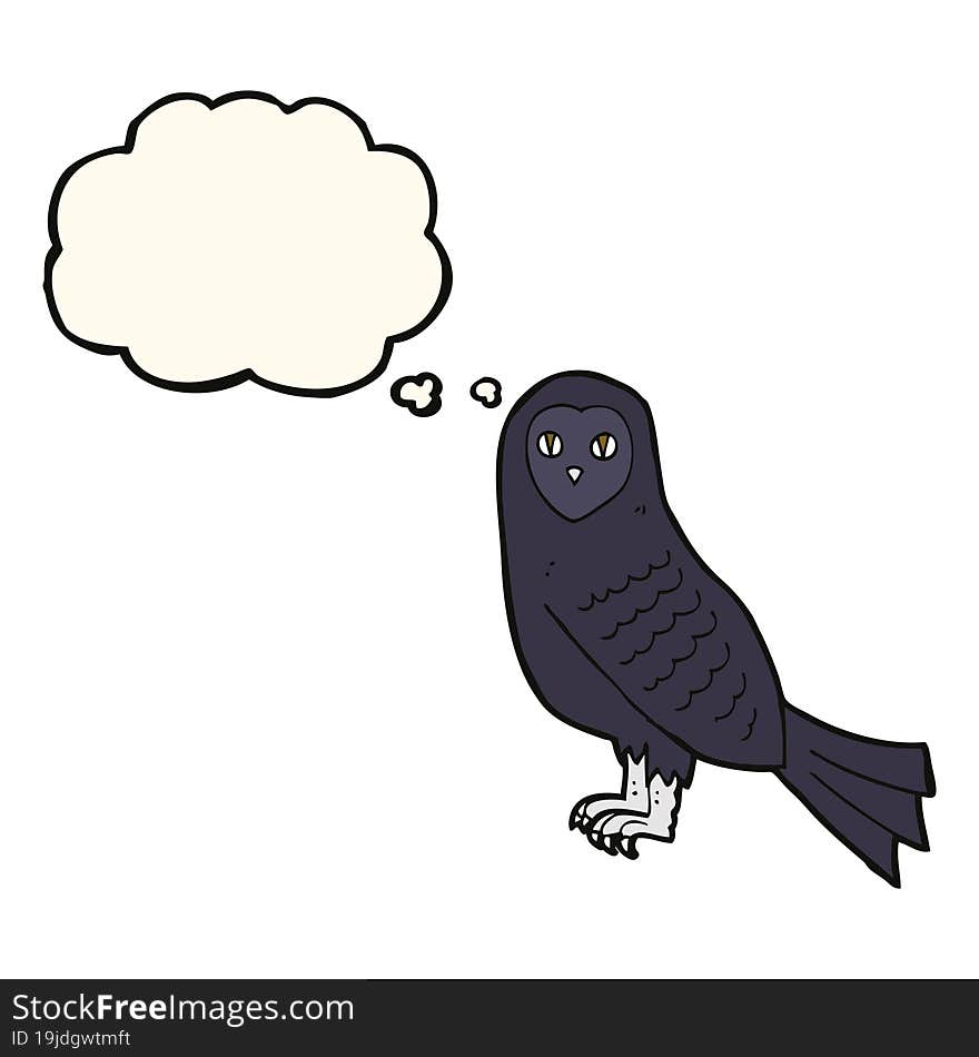 cartoon owl with thought bubble