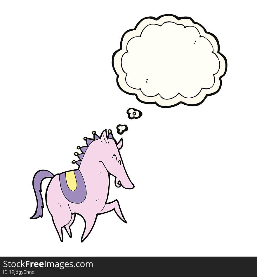 Cartoon Prancing Horse With Thought Bubble