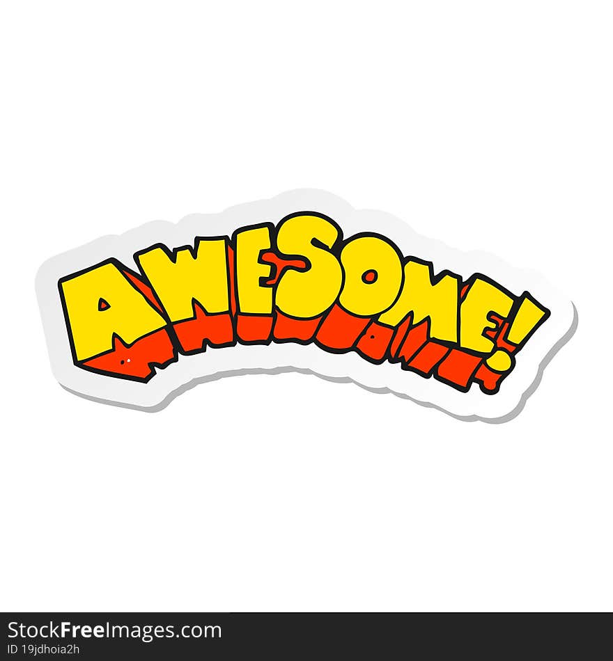 sticker of a cartoon word awesome