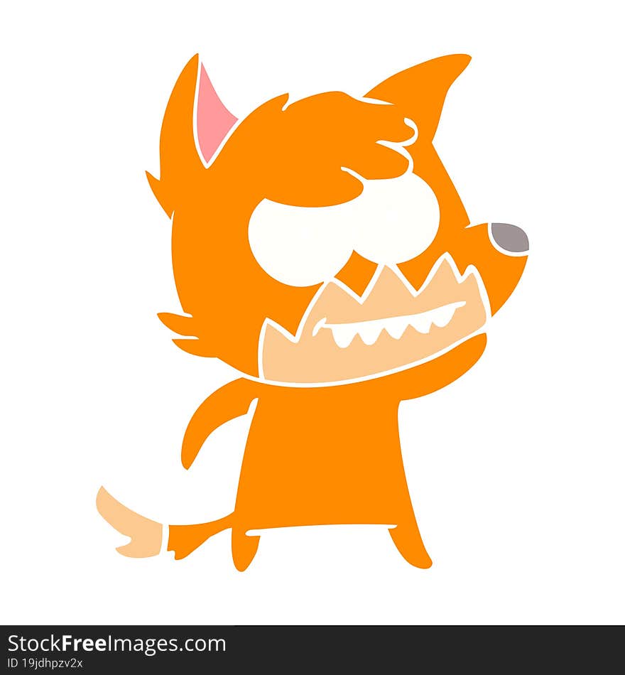 flat color style cartoon grinning fox