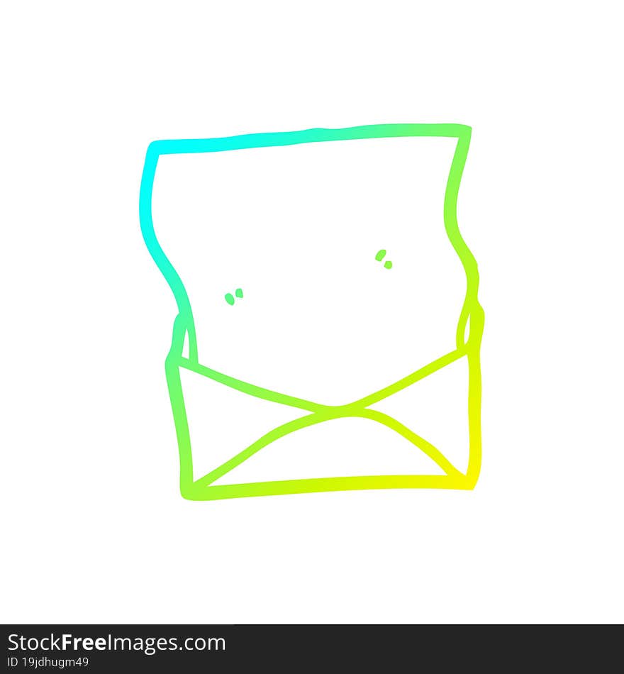 cold gradient line drawing cartoon letter and envelope