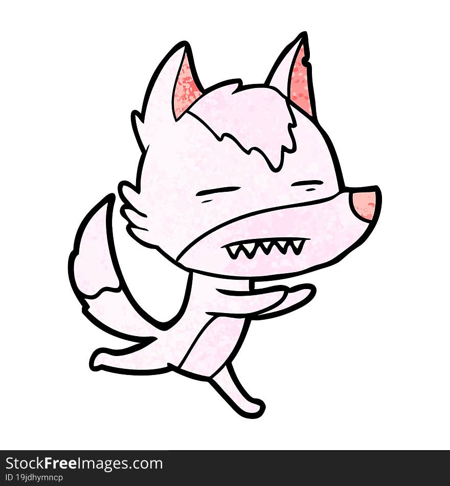 cartoon wolf showing teeth. cartoon wolf showing teeth