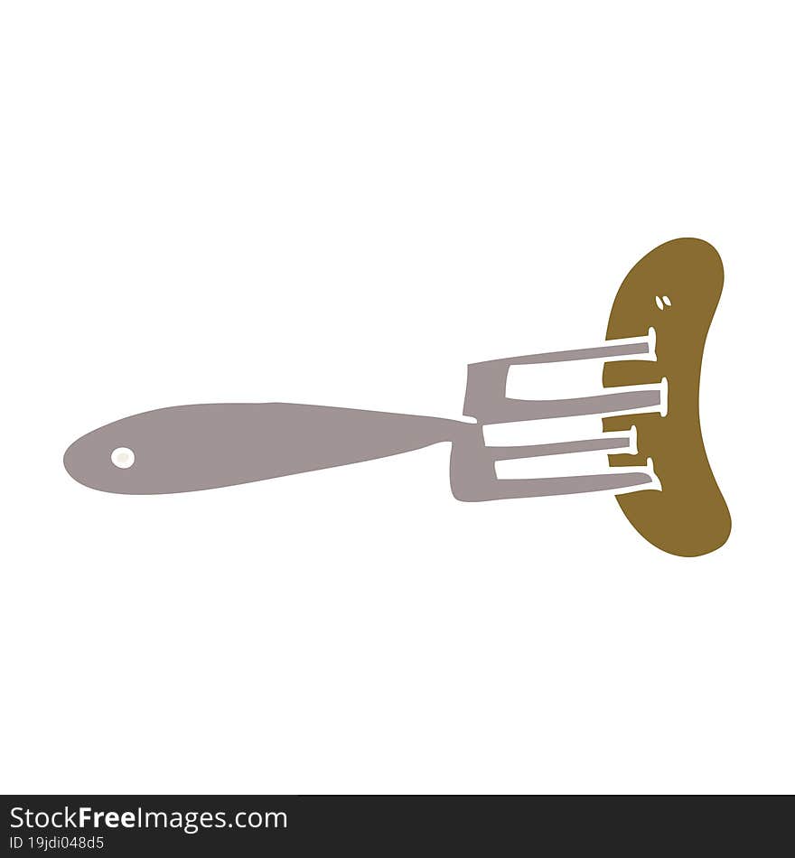 cartoon doodle sausage on fork