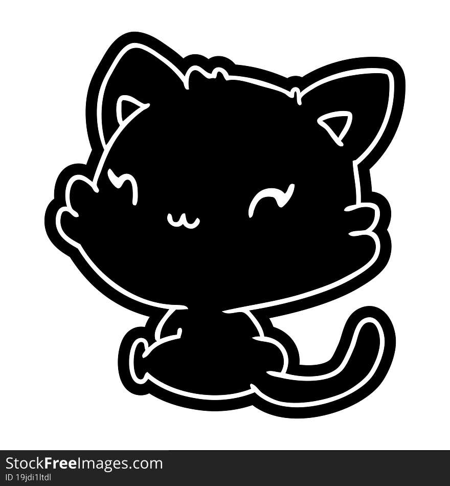 Cartoon Icon Of Cute Kawaii Kitten