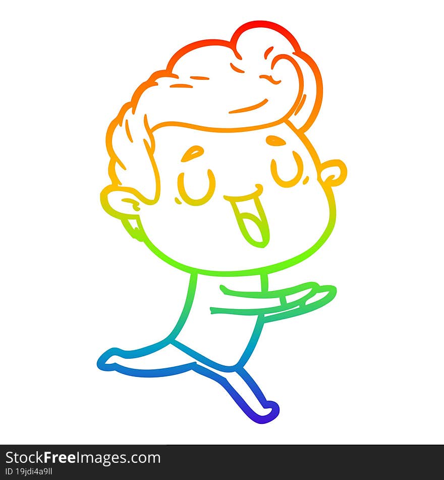 rainbow gradient line drawing happy cartoon man