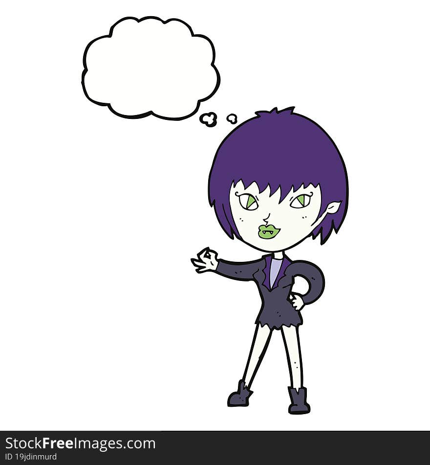 cartoon vampire girl with thought bubble