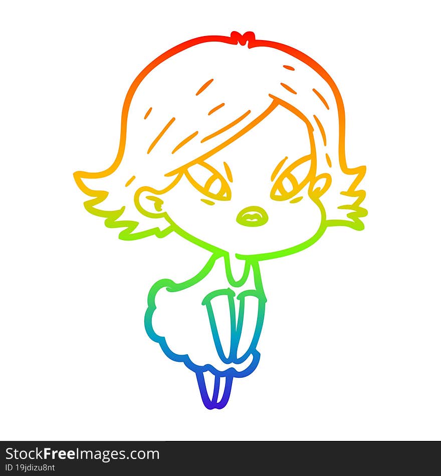 rainbow gradient line drawing cartoon stressed woman