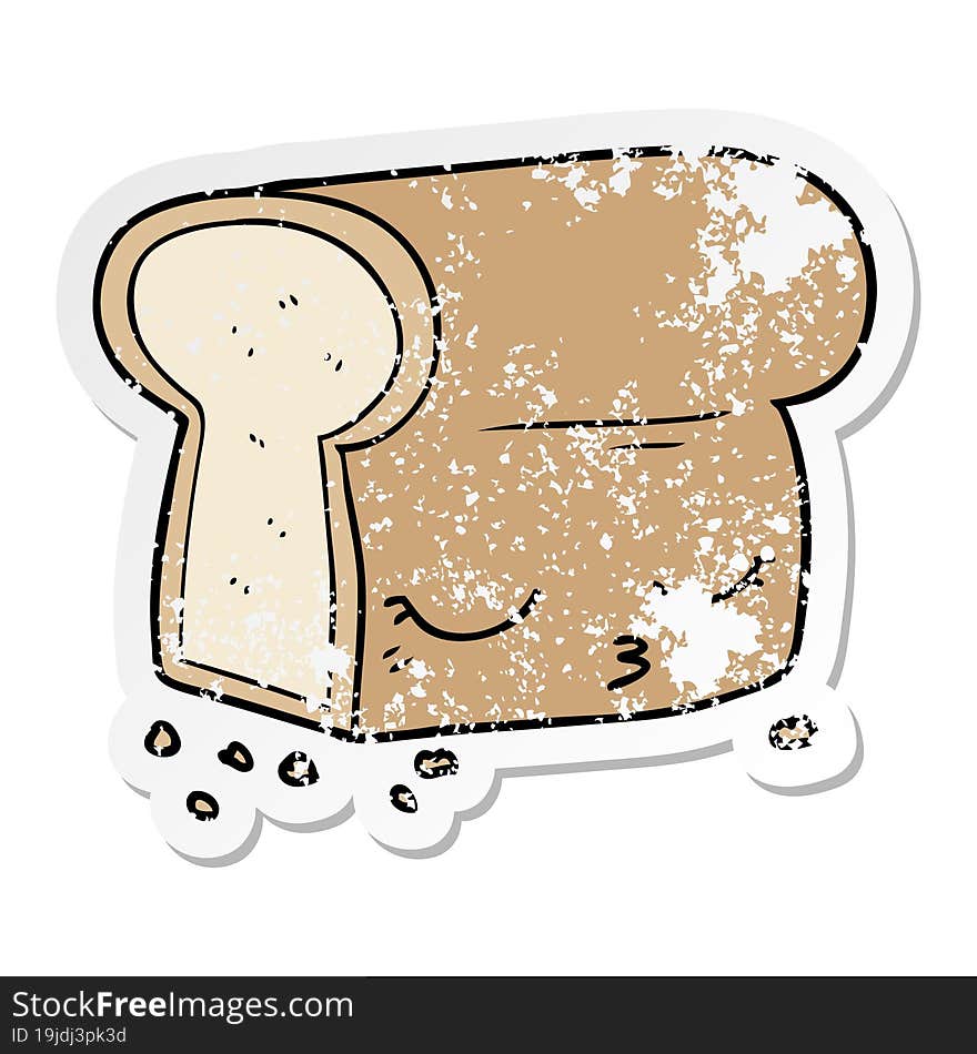 distressed sticker of a cartoon loaf of bread