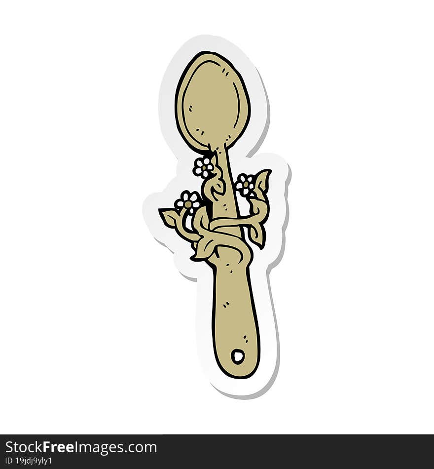 Sticker Of A Cartoon Wooden Spoon