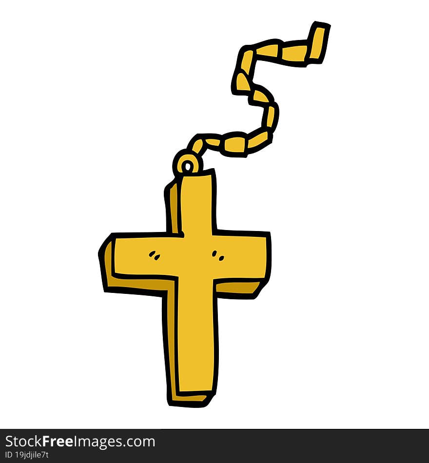 cartoon doodle gold crucifix