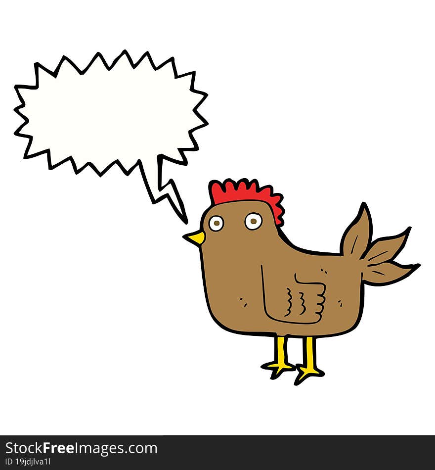 cartoon hen with speech bubble