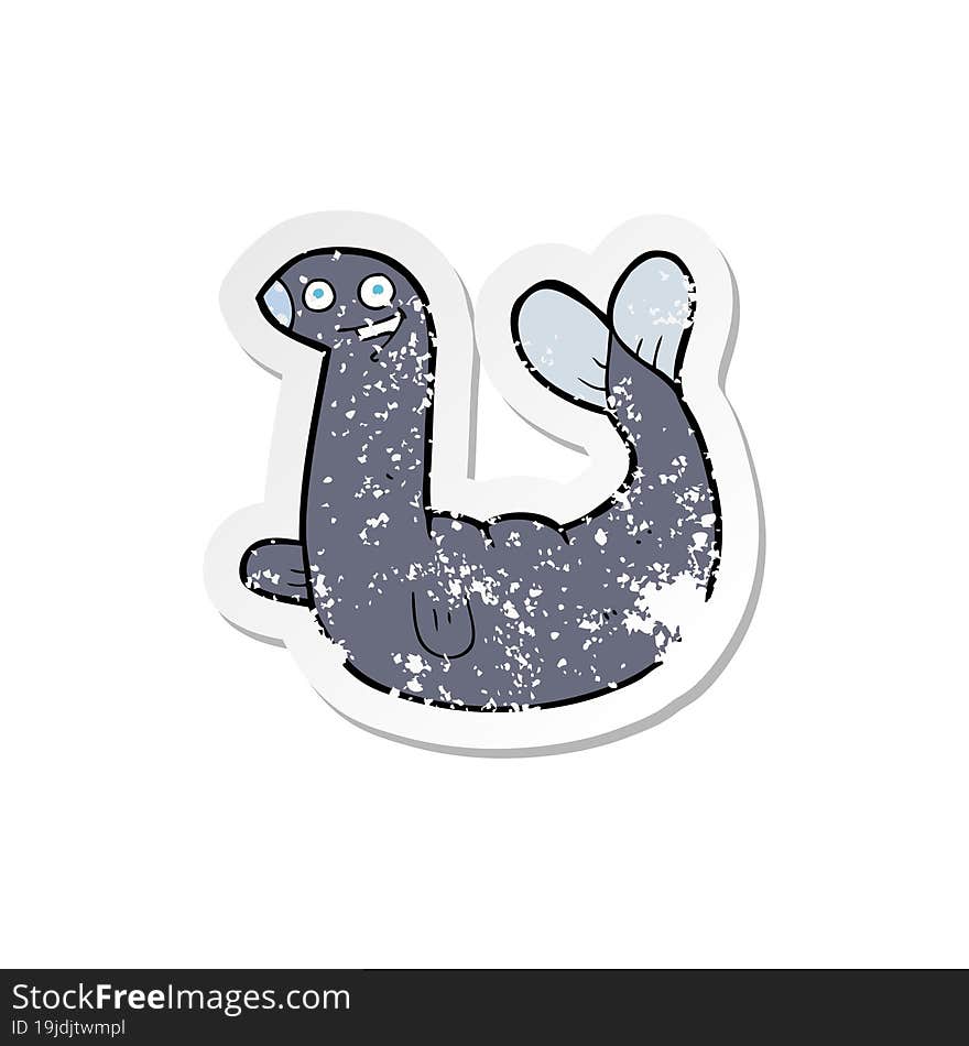 retro distressed sticker of a cartoon seal