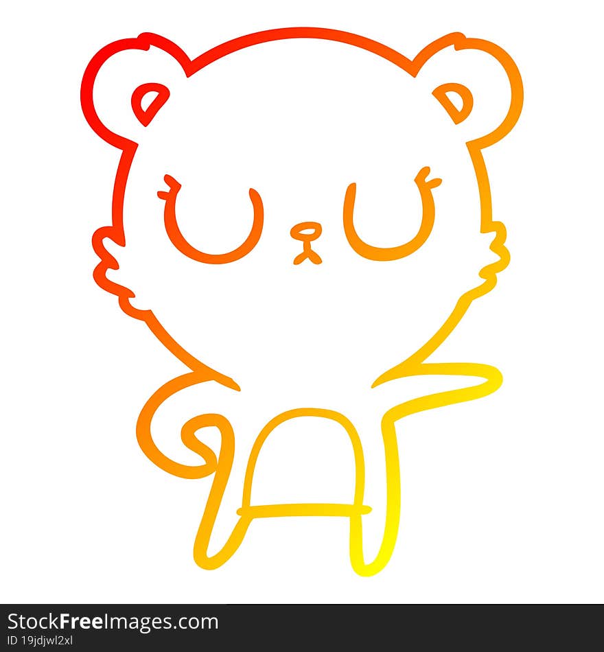 Warm Gradient Line Drawing Peaceful Cartoon Bear