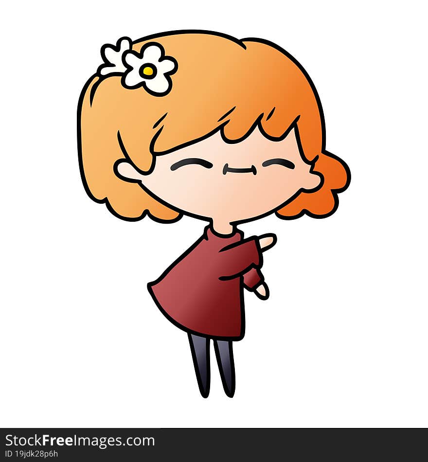 Gradient Cartoon Of Cute Kawaii Girl