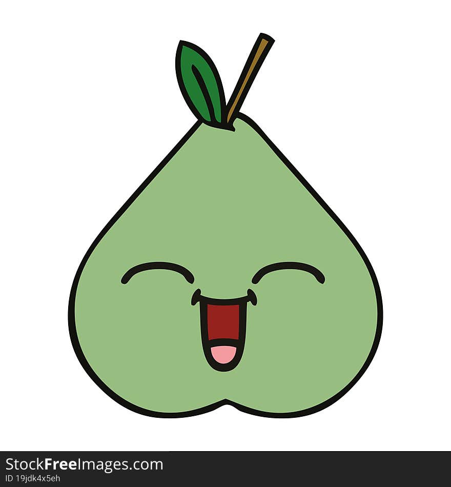 cute cartoon of a green pear. cute cartoon of a green pear