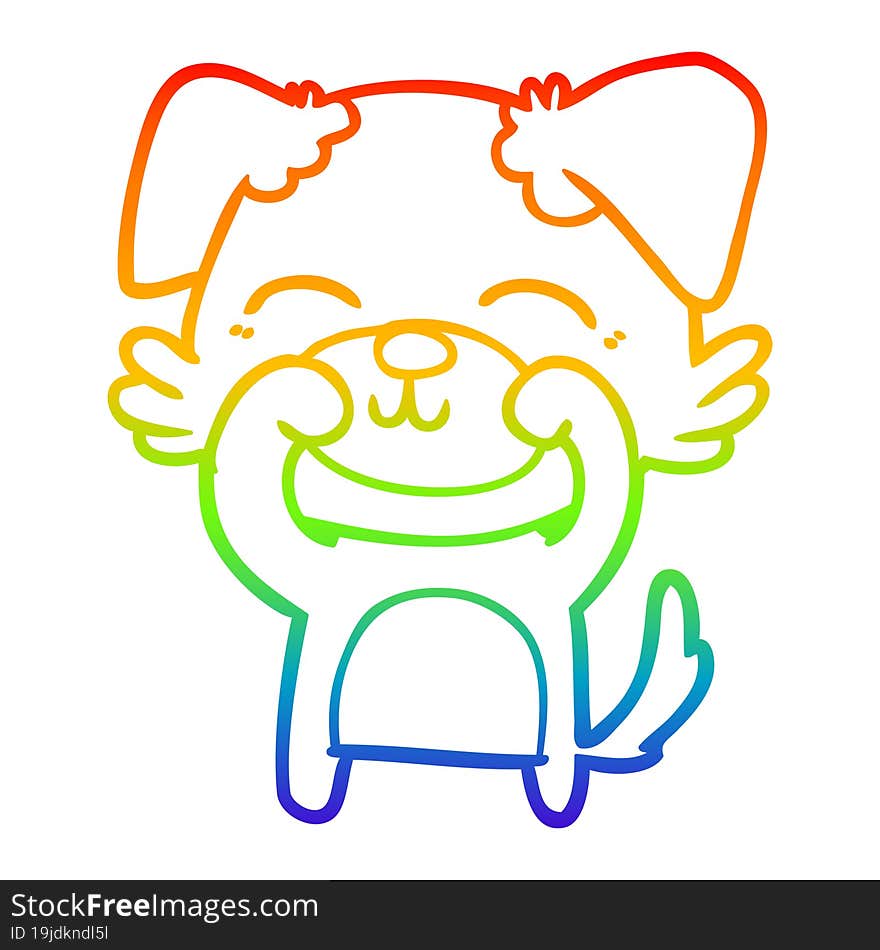 Rainbow Gradient Line Drawing Cartoon Dog