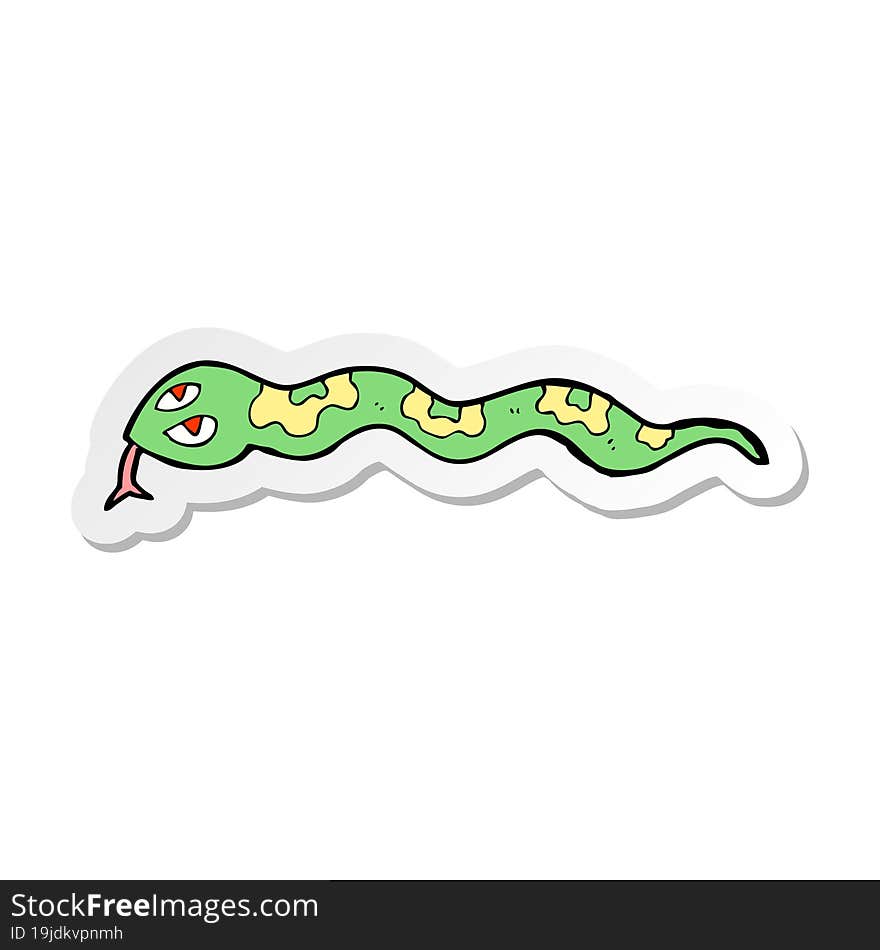 Sticker Of A Cartoon Hissing Snake