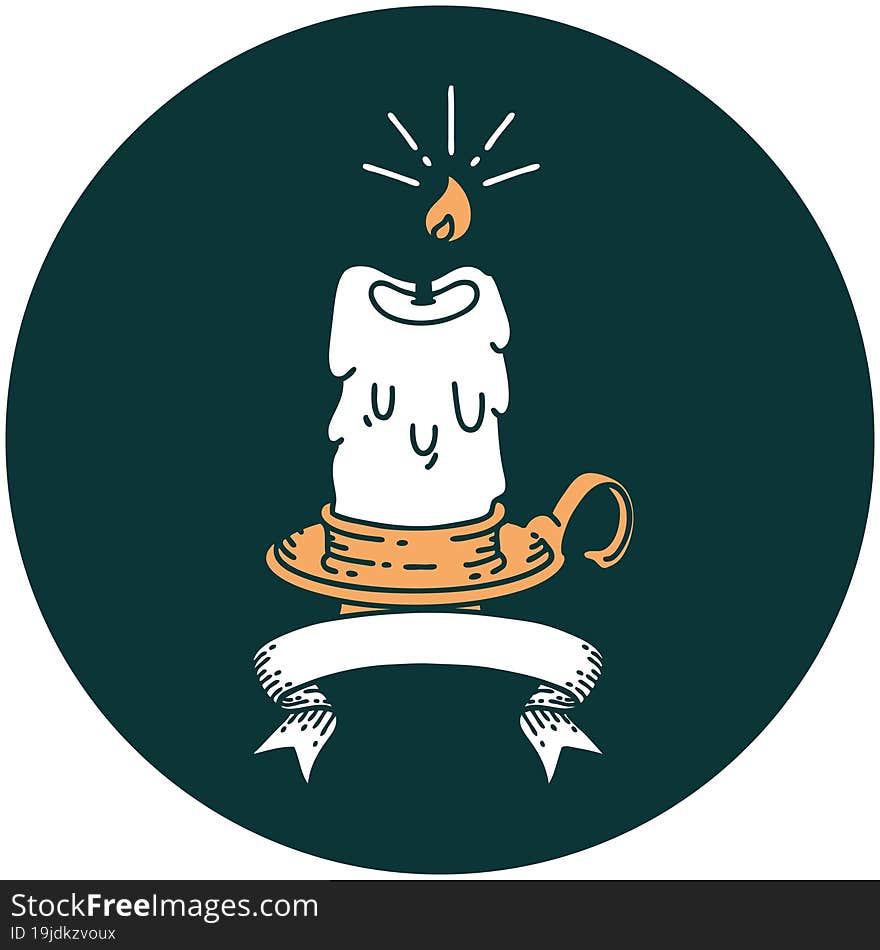 icon of tattoo style spooky melting candle