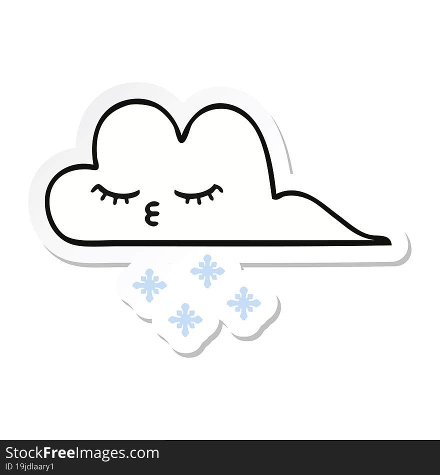 Sticker Of A Cute Cartoon Snow Cloud