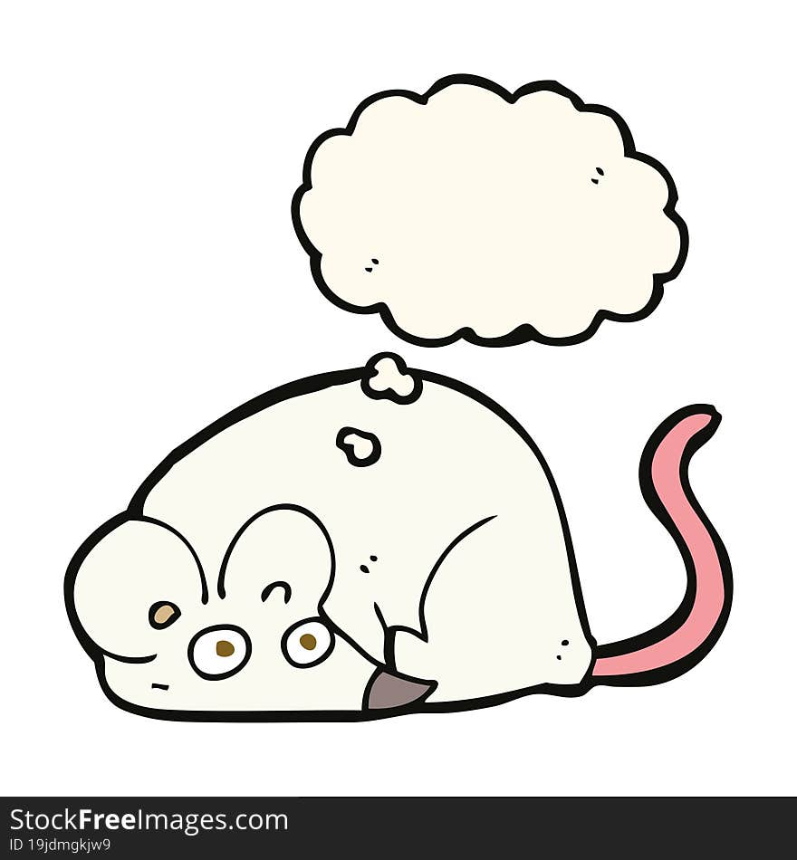 cartoon white mouse with thought bubble