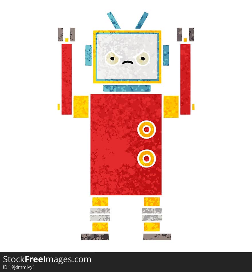 Retro Illustration Style Cartoon Robot