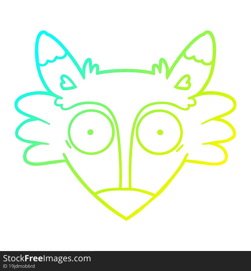 cold gradient line drawing cartoon startled fox