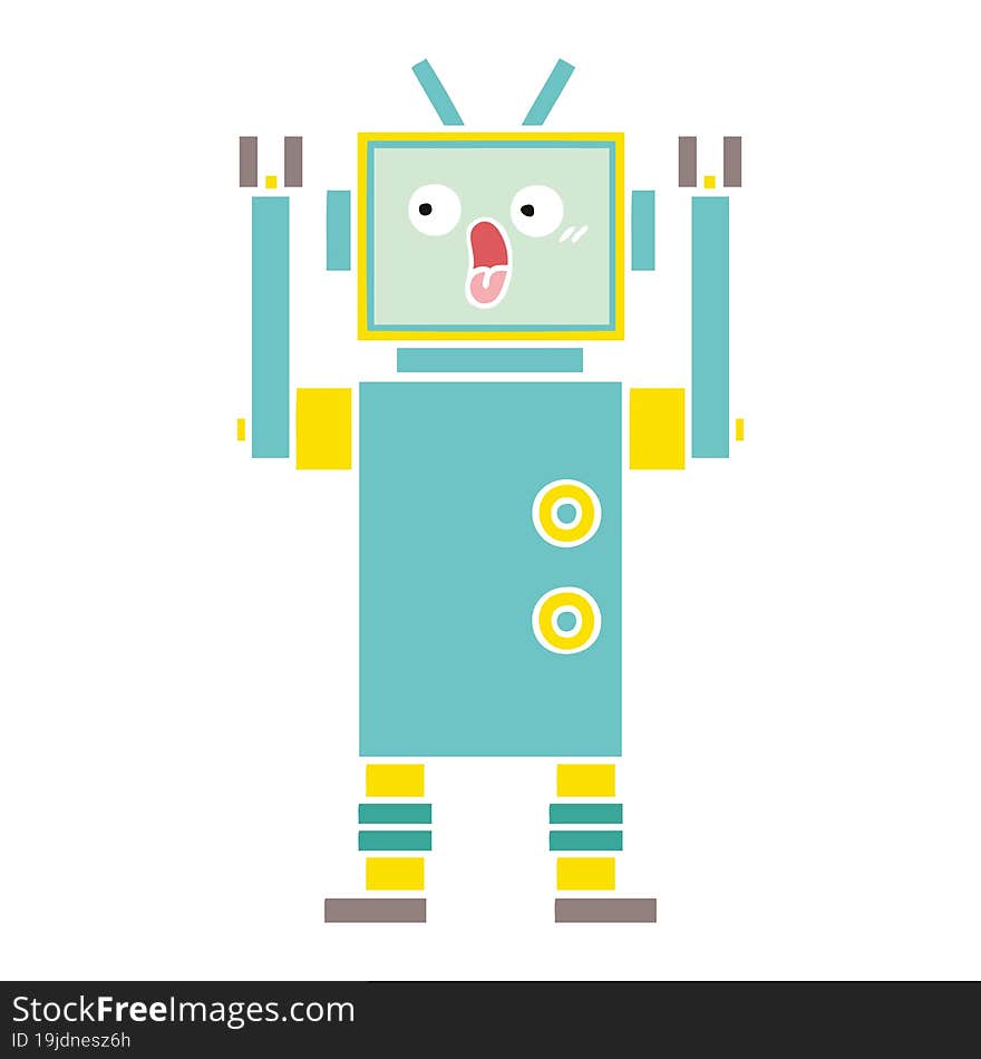 Flat Color Retro Cartoon Robot