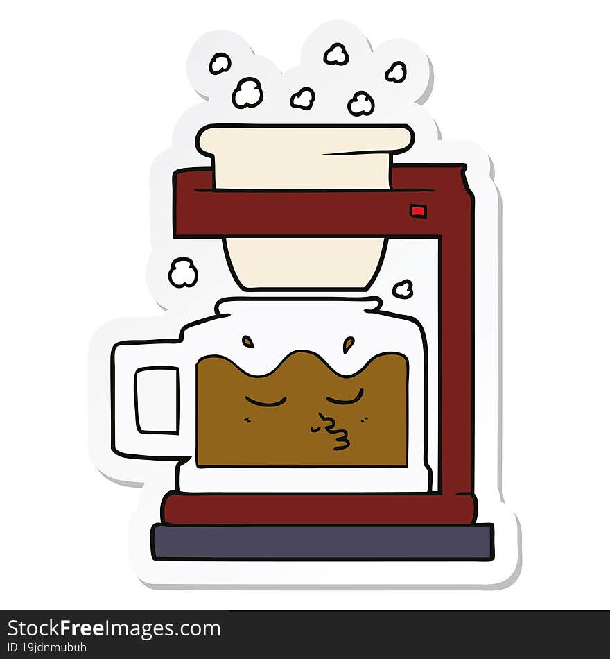 sticker of a cartoon filter coffee machine