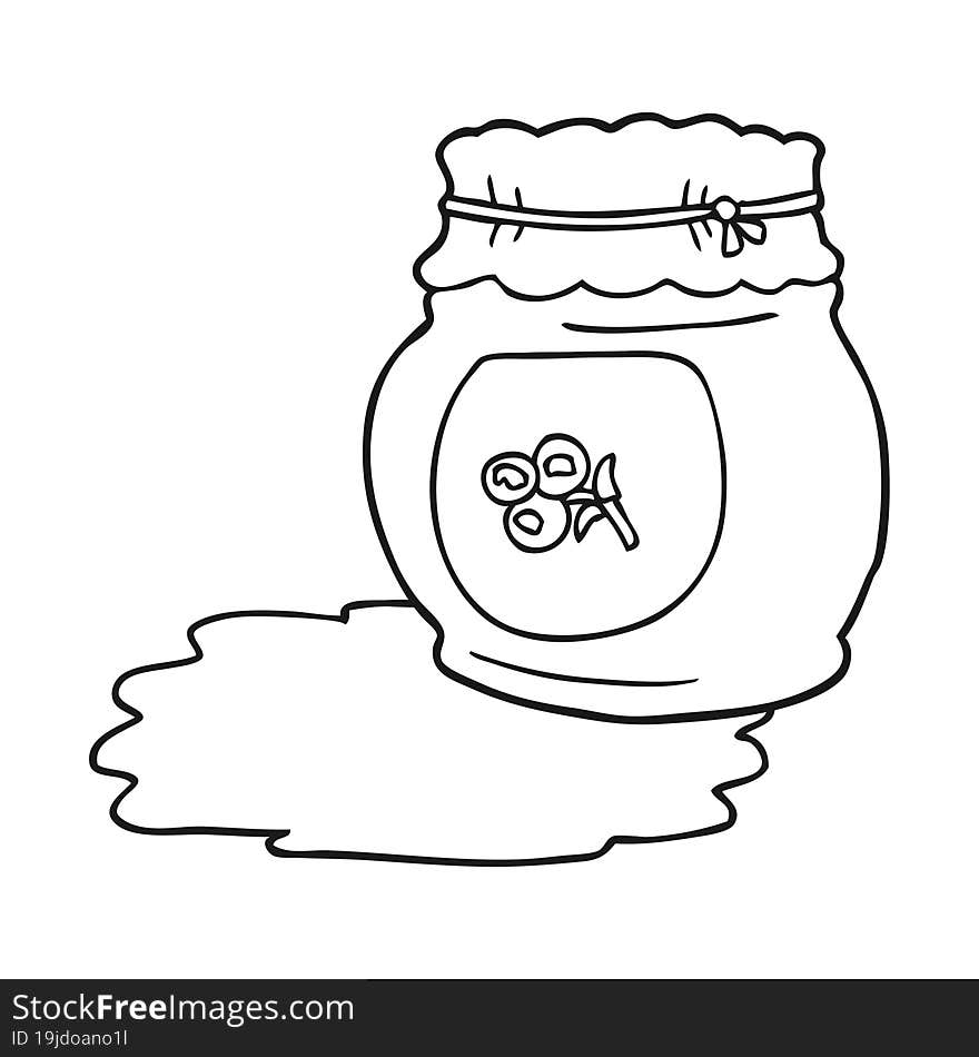 black and white cartoon blueberry jam