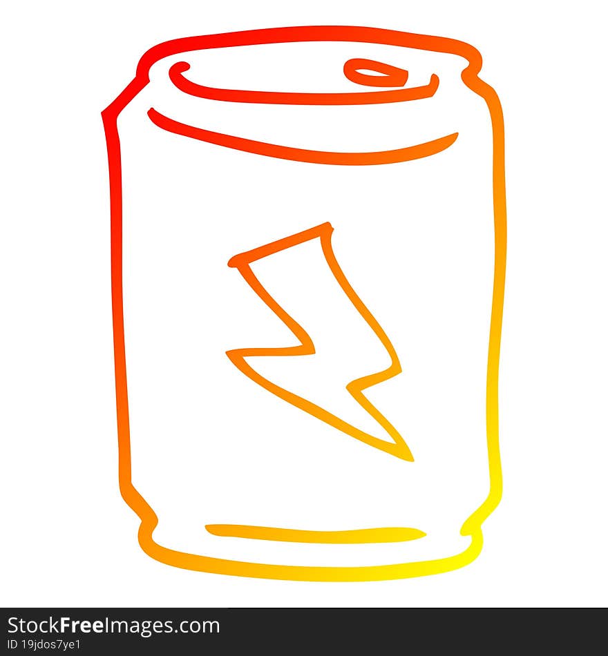 warm gradient line drawing cartoon can of energy drink