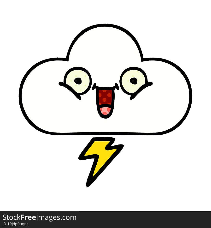 comic book style cartoon thunder cloud