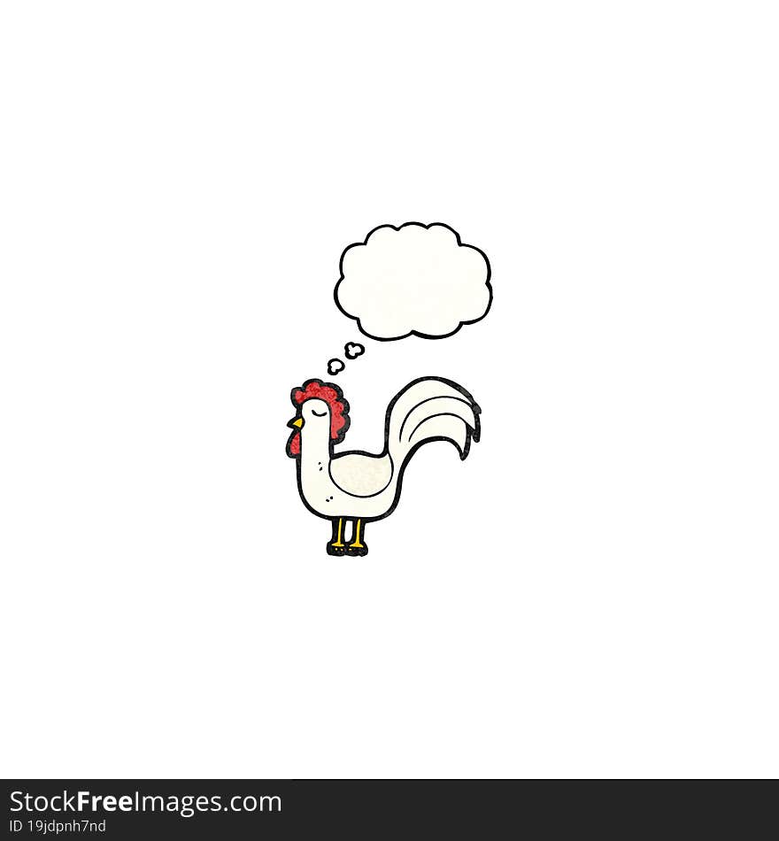 cartoon chicken with thought bubble