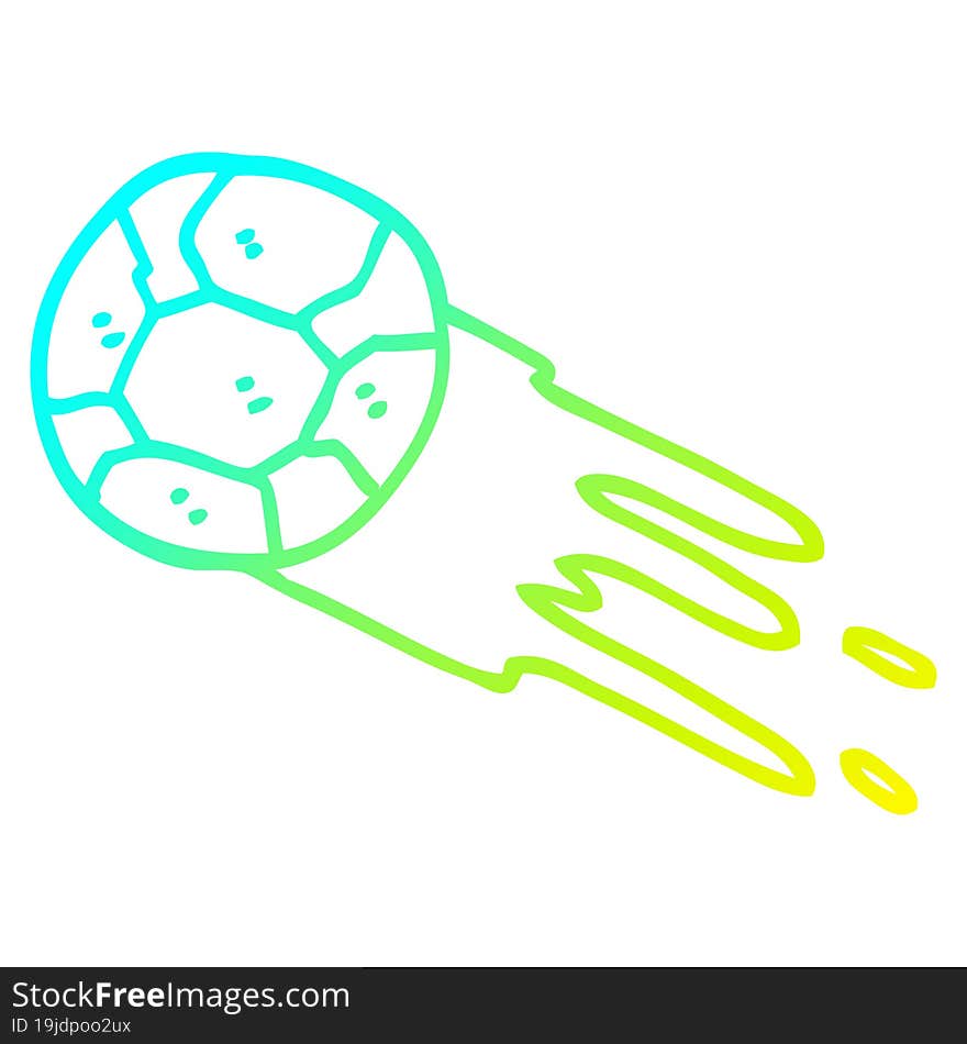 Cold Gradient Line Drawing Cartoon Soccer Ball