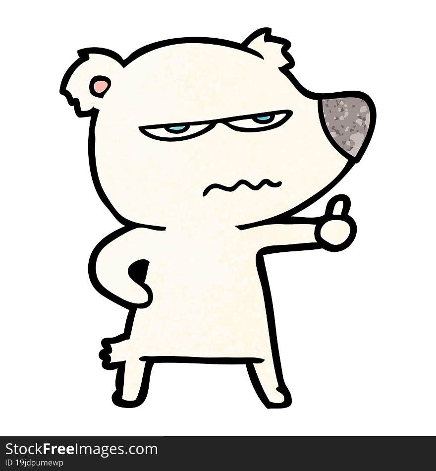 angry bear polar cartoon giving thumbs up. angry bear polar cartoon giving thumbs up