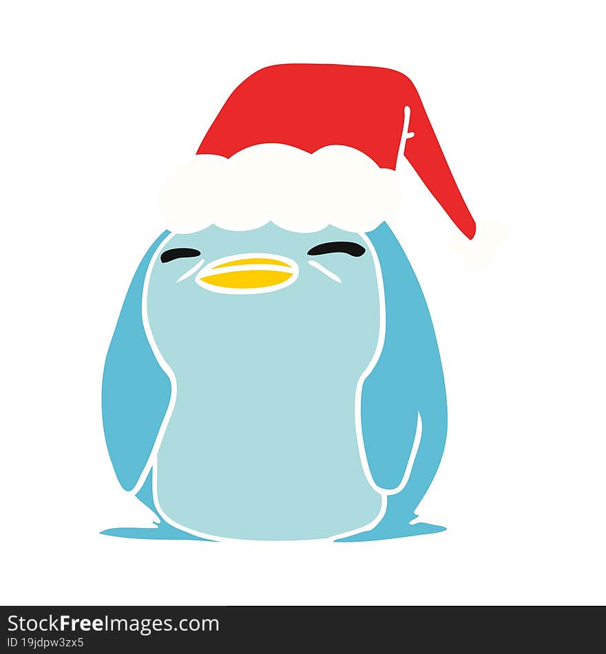 hand drawn christmas cartoon of kawaii penguin