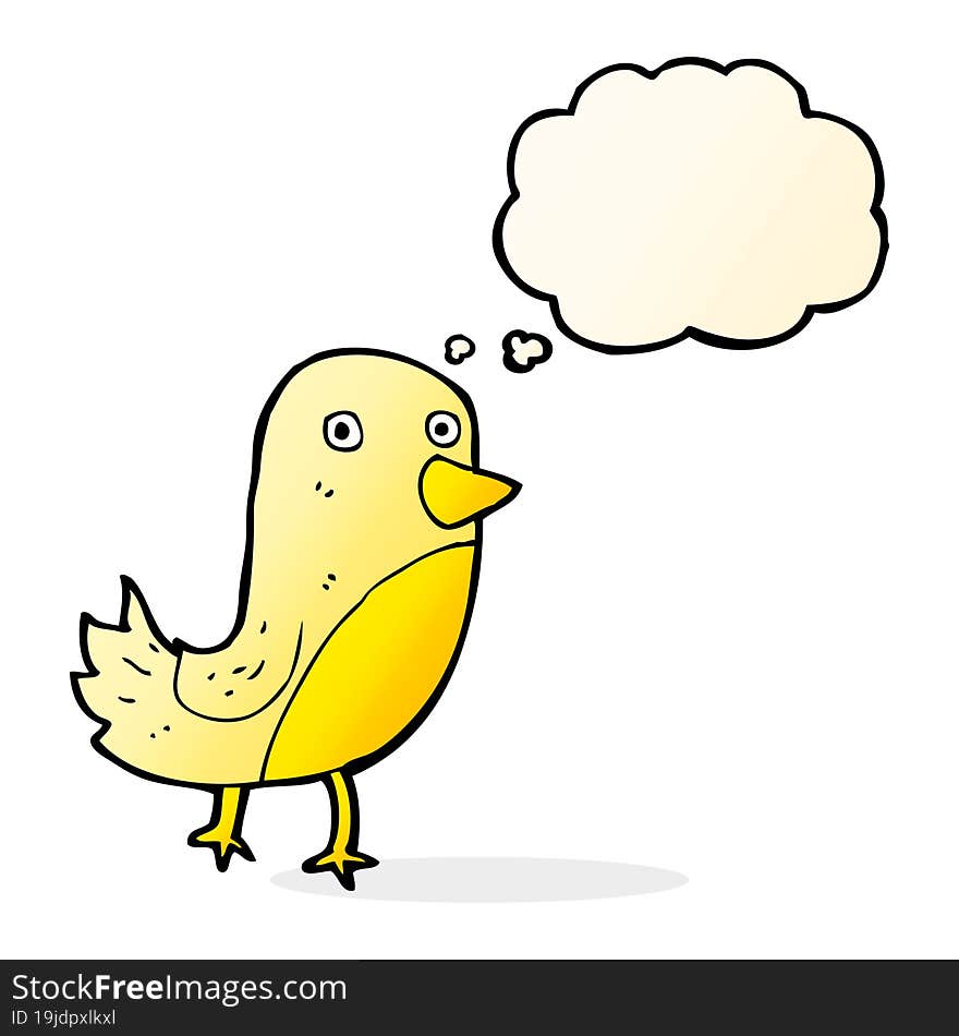 cartoon yellow bird with thought bubble