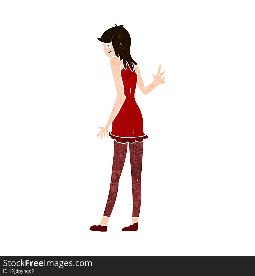 cartoon woman waving