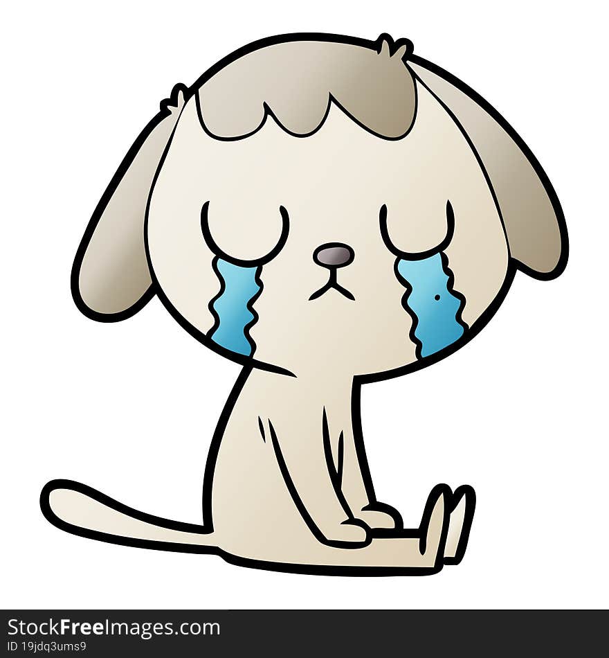 cute cartoon dog crying. cute cartoon dog crying