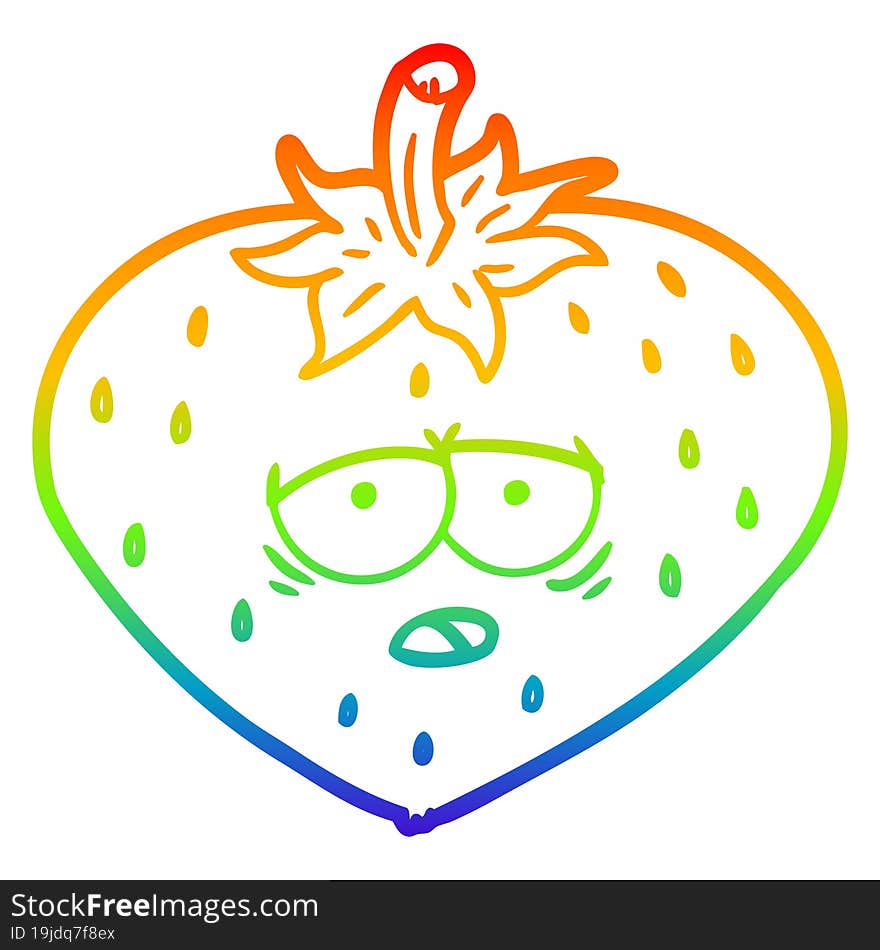 rainbow gradient line drawing cartoon strawberry