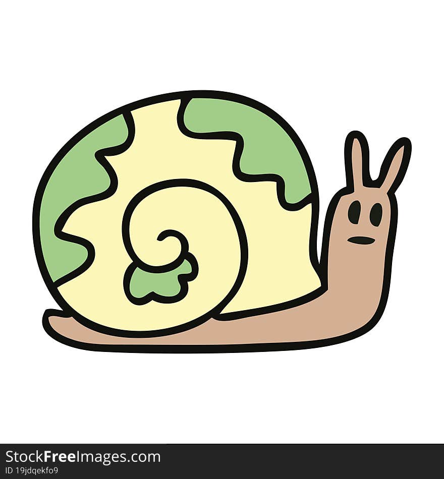 quirky hand drawn cartoon snail