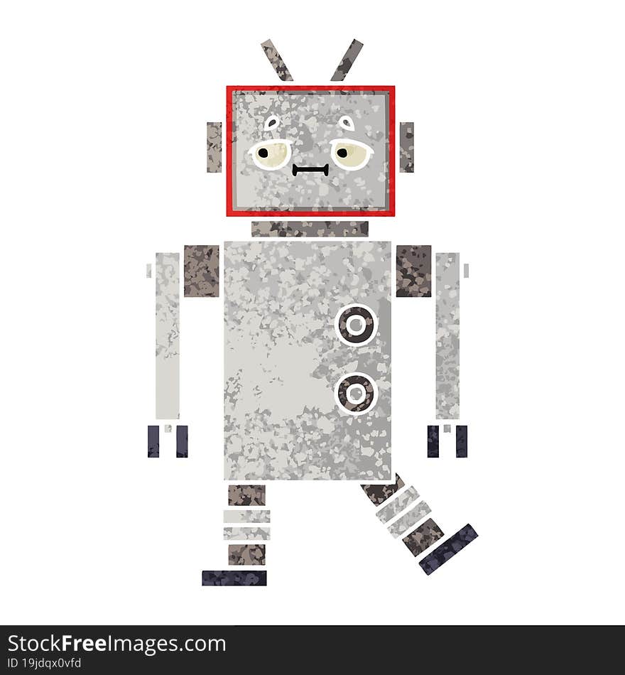 Retro Illustration Style Cartoon Robot