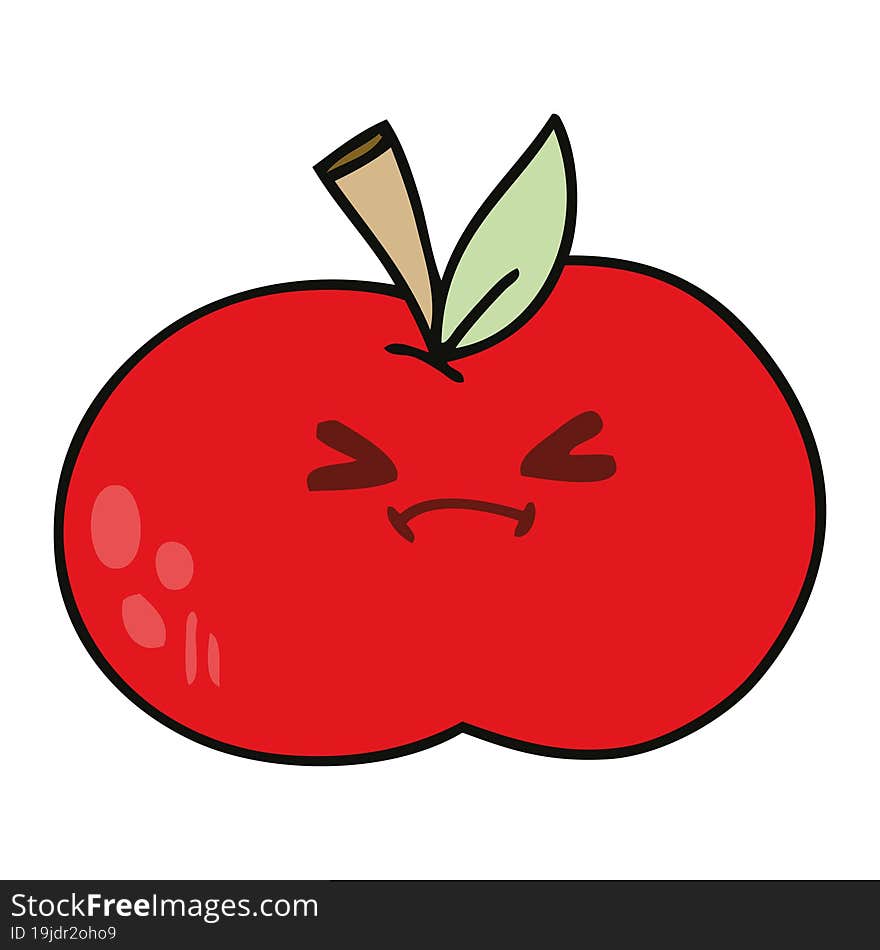 Quirky Hand Drawn Cartoon Apple