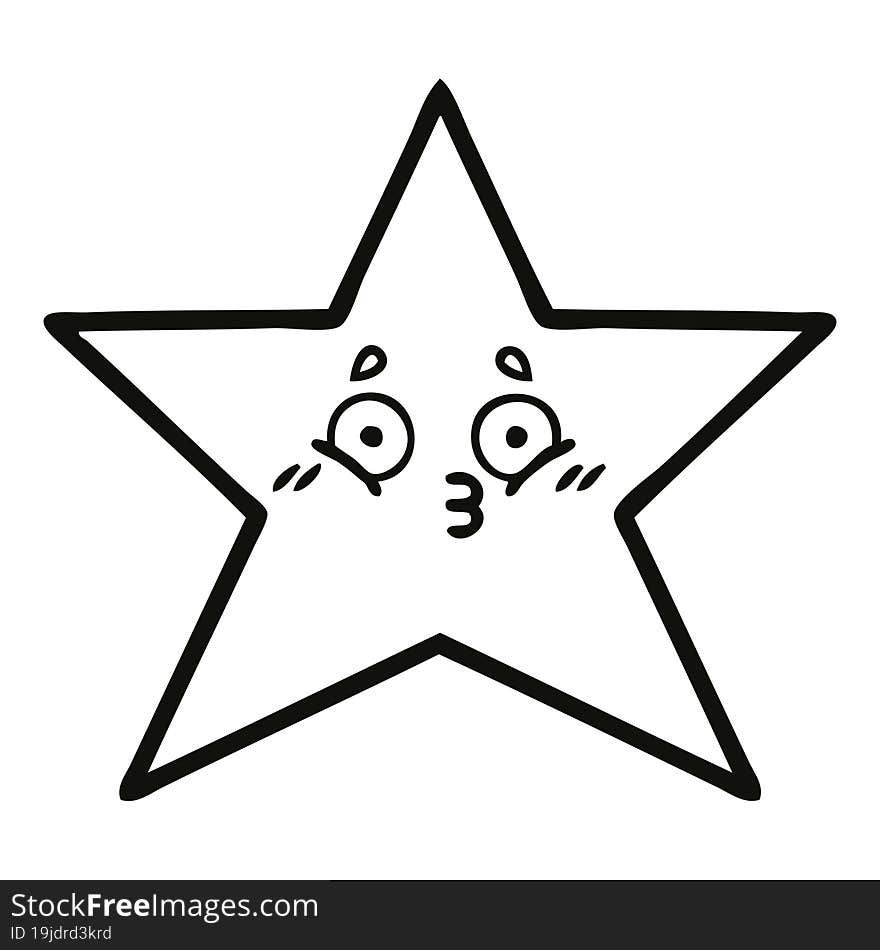 line drawing cartoon of a star fish